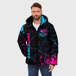 Куртка зимняя мужская Barcelona - neon gradient: надпись, символ, цвет: 3D-черный — фото 2