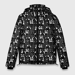 Куртка зимняя мужская Кролики черно-белые, цвет: 3D-черный
