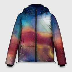 Куртка зимняя мужская Многогранное космическое пространство - яркая звез, цвет: 3D-красный