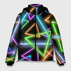 Куртка зимняя мужская Неоновые треугольники - текстура, цвет: 3D-светло-серый