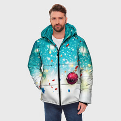 Куртка зимняя мужская Шарики новогодние, цвет: 3D-черный — фото 2
