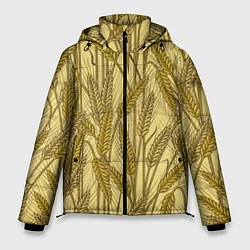Куртка зимняя мужская Винтажные колоски пшеницы, цвет: 3D-черный