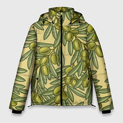 Куртка зимняя мужская Винтажные ветви оливок, цвет: 3D-черный