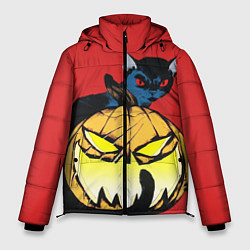 Куртка зимняя мужская Halloween - тыква и кот, цвет: 3D-светло-серый