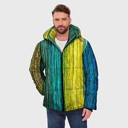 Куртка зимняя мужская Разноцветные полосы материала, цвет: 3D-красный — фото 2