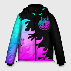 Куртка зимняя мужская Disturbed неоновый огонь, цвет: 3D-черный