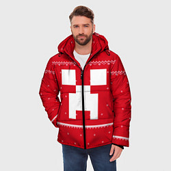 Куртка зимняя мужская Новогодний крипер - Майнкрафт, цвет: 3D-светло-серый — фото 2