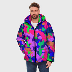 Куртка зимняя мужская Абстракция в неоновых цветах, цвет: 3D-черный — фото 2