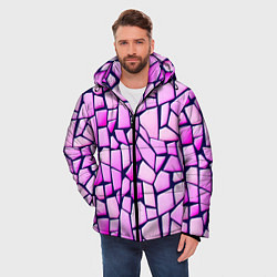 Куртка зимняя мужская Абстрактная мозаика - паттерн, цвет: 3D-черный — фото 2