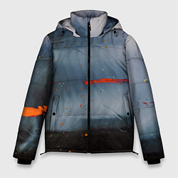 Куртка зимняя мужская Абстрактный синий туман и мазки красок, цвет: 3D-светло-серый