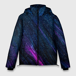 Куртка зимняя мужская Звёздное абстрактное фиолетовое небо, цвет: 3D-светло-серый