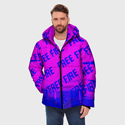 Куртка зимняя мужская Free Fire glitch text effect: паттерн, цвет: 3D-черный — фото 2