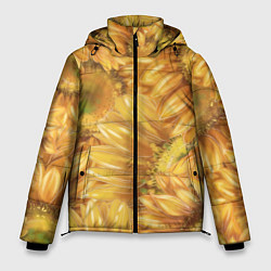 Куртка зимняя мужская Подсолнухи, цвет: 3D-черный