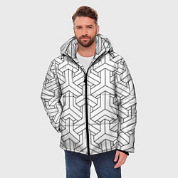 Куртка зимняя мужская Мозаичный чёрно-белый паттерн, цвет: 3D-черный — фото 2
