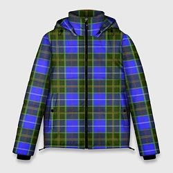 Мужская зимняя куртка Ткань Шотландка сине-зелёная