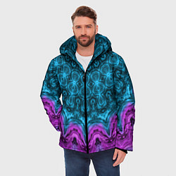 Куртка зимняя мужская Малиново-синий орнамент калейдоскоп, цвет: 3D-светло-серый — фото 2