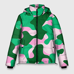 Мужская зимняя куртка Абстрактные зелёно-розовые пятна