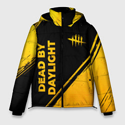 Куртка зимняя мужская Dead by Daylight - gold gradient: надпись, символ, цвет: 3D-черный