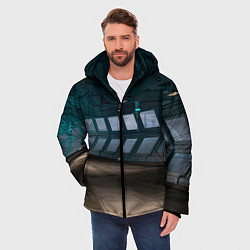Куртка зимняя мужская Коридор космической станции, цвет: 3D-черный — фото 2