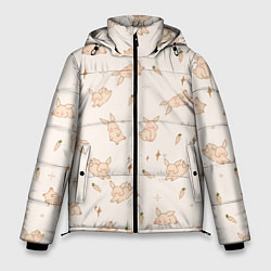 Куртка зимняя мужская Милый кролик паттерн, цвет: 3D-красный