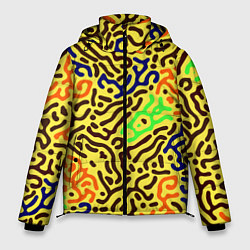 Куртка зимняя мужская Абстрактные кислотные полосы, цвет: 3D-красный