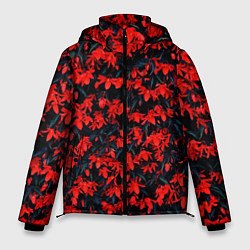 Куртка зимняя мужская Красные бегонии, цвет: 3D-светло-серый