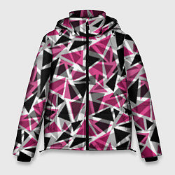 Куртка зимняя мужская Геометрический абстрактный узор в вишнево серых и, цвет: 3D-черный
