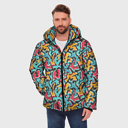 Куртка зимняя мужская Граффити абстракт гранж, цвет: 3D-красный — фото 2