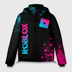 Куртка зимняя мужская Roblox - neon gradient: надпись, символ, цвет: 3D-черный