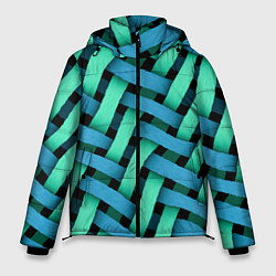 Мужская зимняя куртка Сине-зелёная плетёнка - оптическая иллюзия