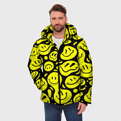 Куртка зимняя мужская Кислотный желтый смайлик, цвет: 3D-черный — фото 2