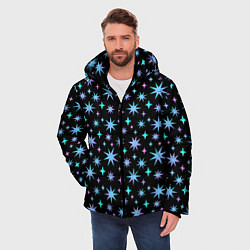 Куртка зимняя мужская Зимние цветные звезды, цвет: 3D-светло-серый — фото 2