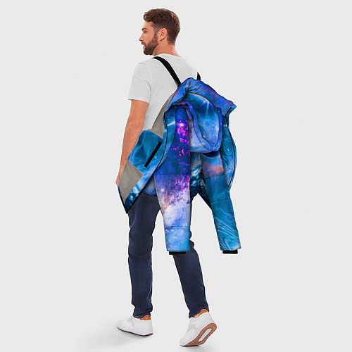 Мужская зимняя куртка Космос - планета и яркая звезда / 3D-Светло-серый – фото 5