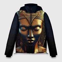 Куртка зимняя мужская Нейросеть - золотая статуя египетской царицы, цвет: 3D-черный