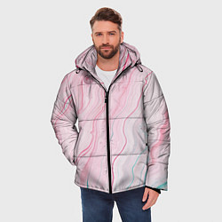 Куртка зимняя мужская Розовые и голубые линии и краски, цвет: 3D-красный — фото 2