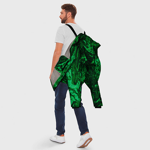 Мужская зимняя куртка Зелёные краски во тьме / 3D-Светло-серый – фото 5
