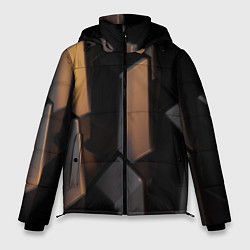 Куртка зимняя мужская Абстрактные тёмные геометрические блоки, цвет: 3D-красный