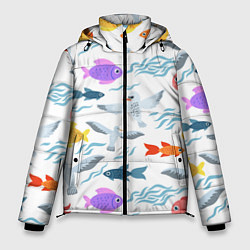 Куртка зимняя мужская Рыбки и чайки, цвет: 3D-светло-серый