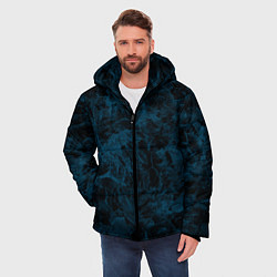 Куртка зимняя мужская Синий и черный мраморный узор, цвет: 3D-светло-серый — фото 2