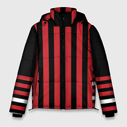 Куртка зимняя мужская Красно черный полосатый узор, цвет: 3D-черный