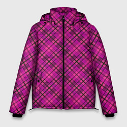 Куртка зимняя мужская Малиново розовый узор в клетку, цвет: 3D-светло-серый