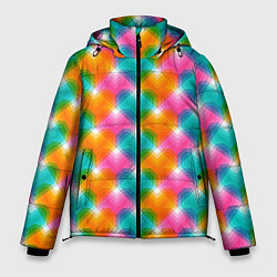 Куртка зимняя мужская Светящиеся геометрические сердца, цвет: 3D-светло-серый