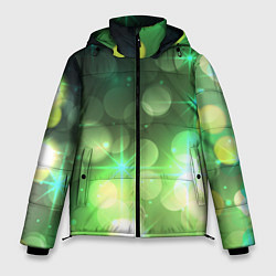 Куртка зимняя мужская Неоновый зеленый блеск и черный фон, цвет: 3D-черный