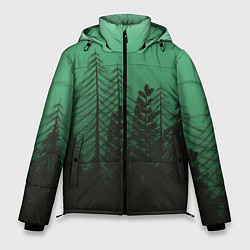 Куртка зимняя мужская Зелёный туманный лес, цвет: 3D-черный