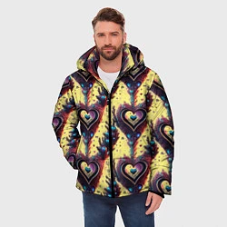 Куртка зимняя мужская Паттерн яркие сердца, цвет: 3D-светло-серый — фото 2