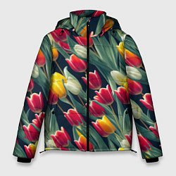 Куртка зимняя мужская Много тюльпанов, цвет: 3D-светло-серый