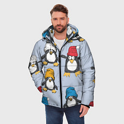 Куртка зимняя мужская Смешные пингвины, цвет: 3D-красный — фото 2