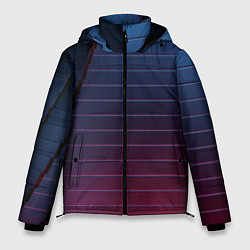 Куртка зимняя мужская Абсрактная лестничная тёмно-синяя текстура, цвет: 3D-черный