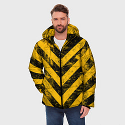 Куртка зимняя мужская WARNING - желто-черные полосы, цвет: 3D-красный — фото 2