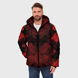 Куртка зимняя мужская Полосы красные и чёрные, цвет: 3D-черный — фото 2